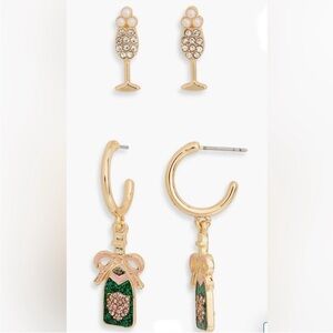 BaubleBar Champagne Glass Stud & Bottle Hoop Dangle Earrings